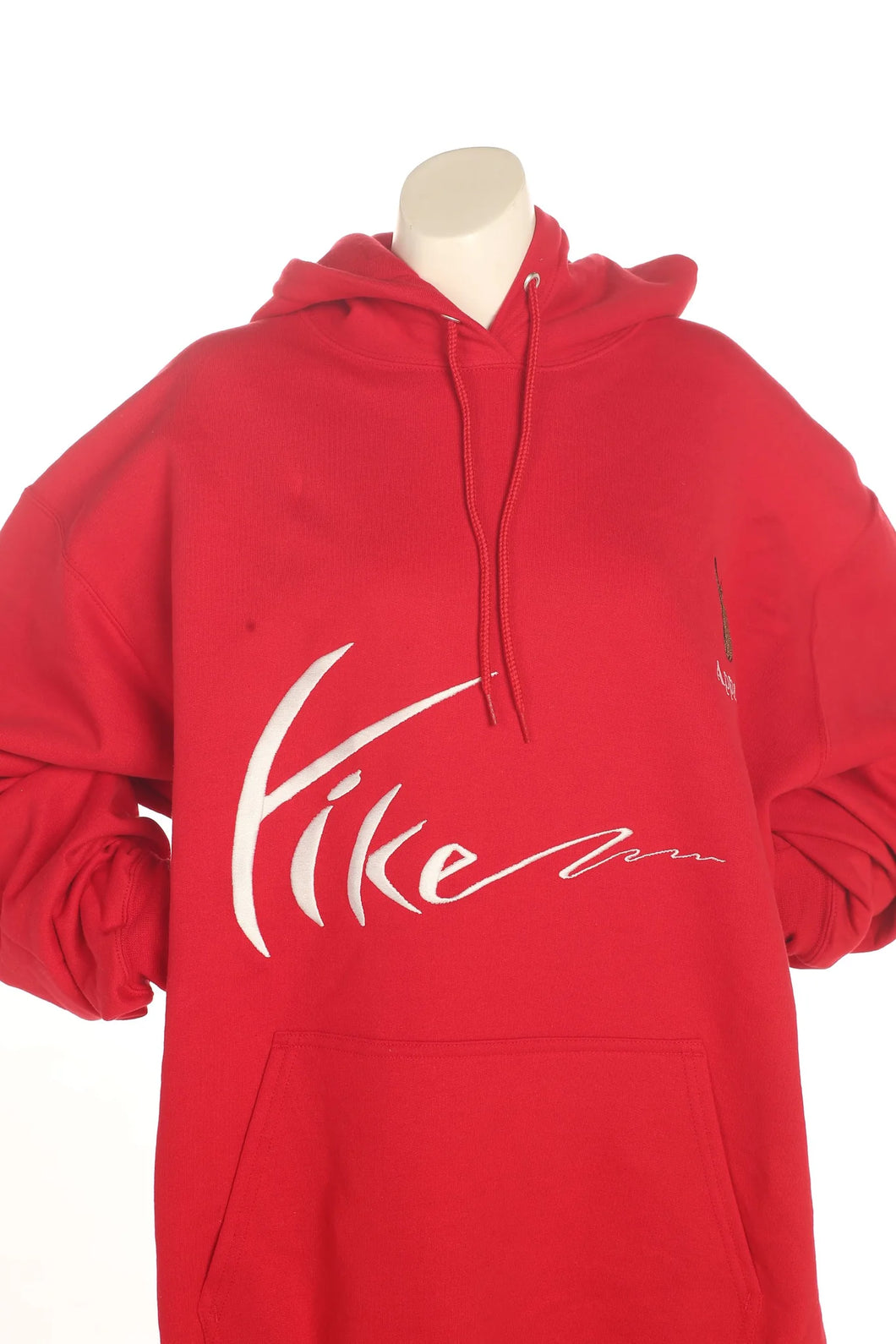 Red with White Yike Ladies Embroidery Hoodies