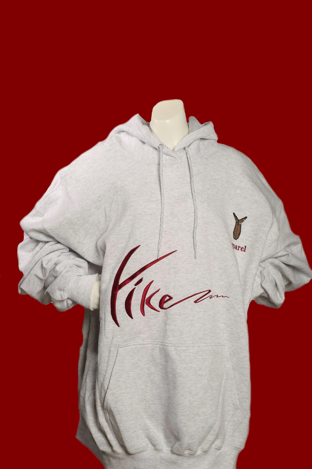 Gray with Maroon Yike Mens Embroidery Hoodies