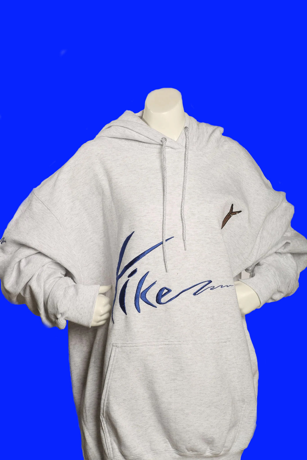 Gray with Royal Blue Yike Mens Embroidery Hoodies