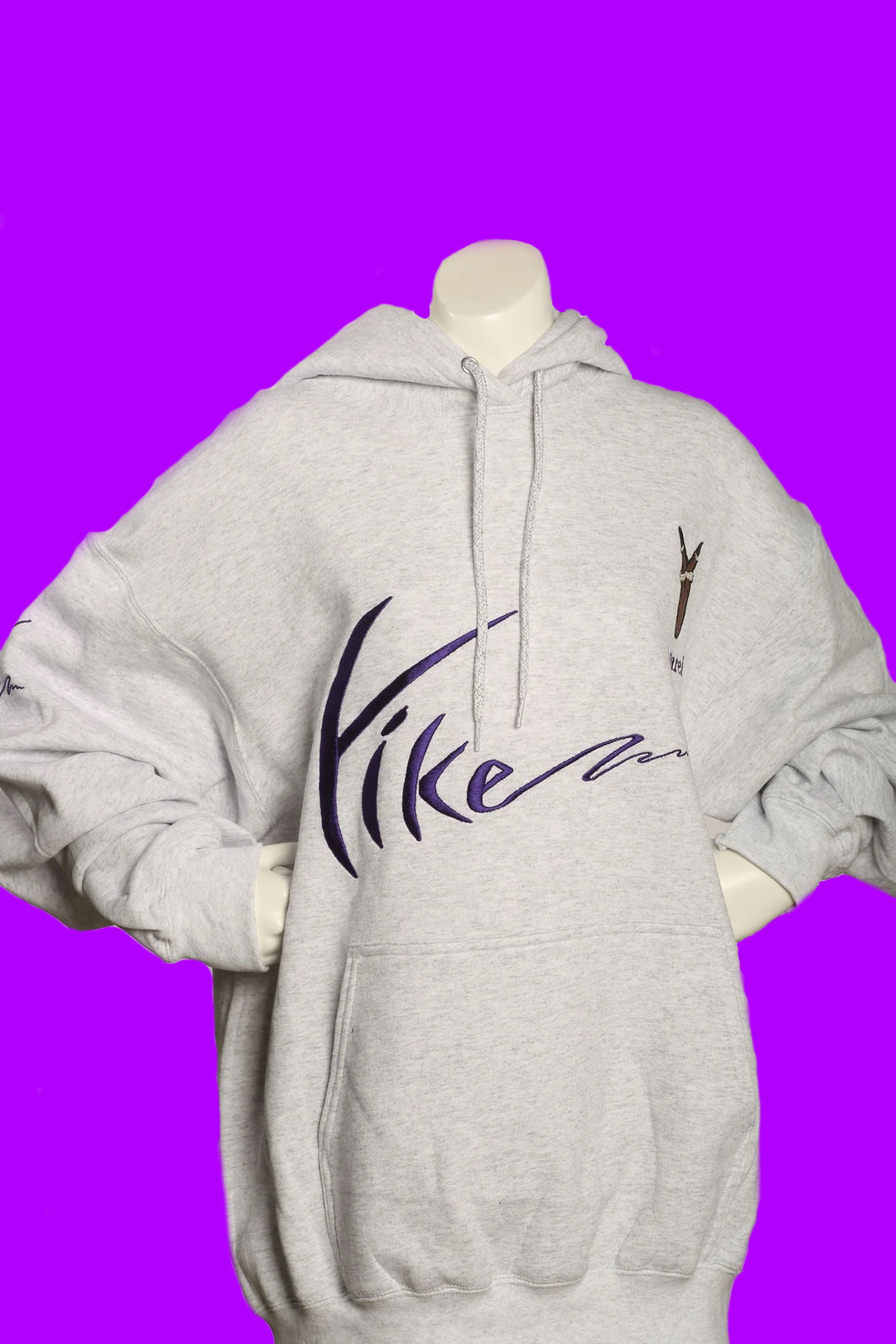 Gray with Purple Yike Ladies Embroidery Hoodies