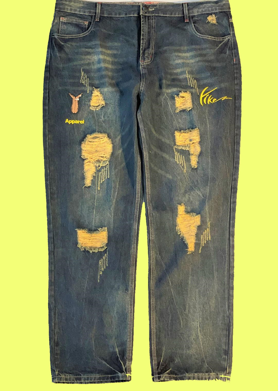 Denim Jeans with Gold Rips Mens pants