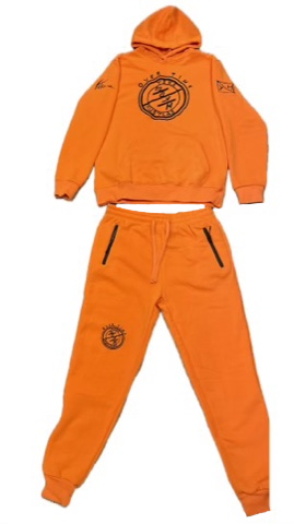 Orange with Black 25/8 logo Mens Joggers