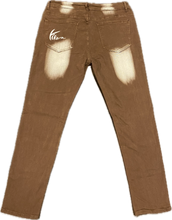 Load image into Gallery viewer, Brown Jeans with White Yike Mens Pants
