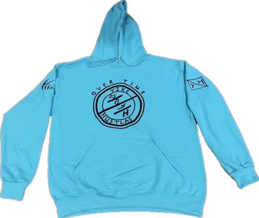 Scuba Blue with Black 25/8 Mens Embroidery Hoodies