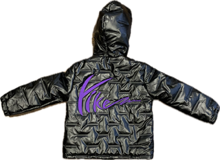 Kids black with Purple Puffy Coats