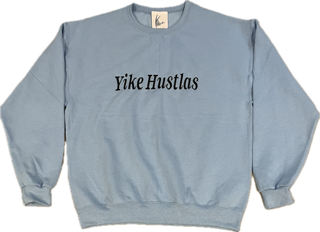 Sky Blue Yike Hustlas Mens Embroidery Hoodies