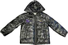 Load image into Gallery viewer, Kids black with Purple Puffy Coats
