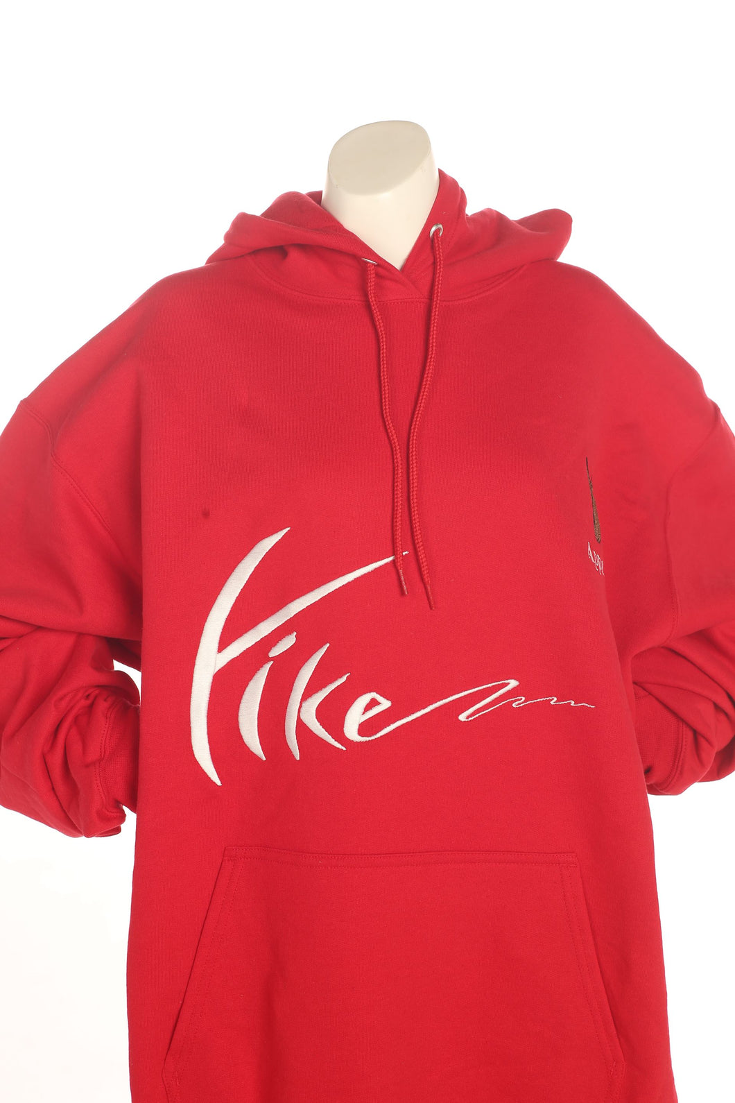 Red with White Yike Mens Hands Mens Embroidery Hoodies