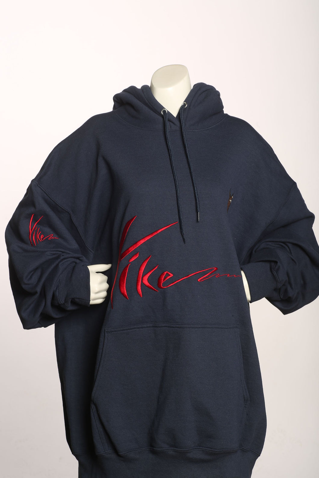 Navy Red Yike Mens Embroidery Hoodies